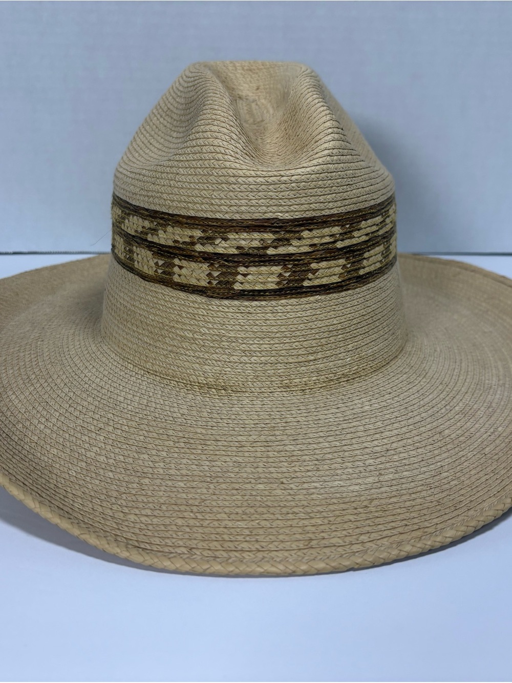 SunBody Hats Palm Leaf Western Straw Hat Wide Brim Tan